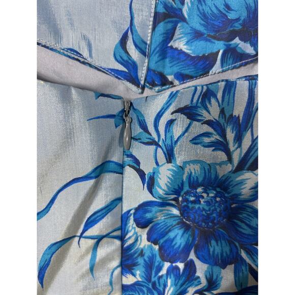 Marisa Baratelli Dress 6 Blue Gray Floral Beaded 100% Thai Silk NEW Formal - Picture 11 of 13